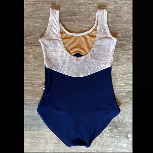 SOLD!!! Yumiko Leotard - Silver Velvet and Navy blue, Anna Women’s S - Picture 2 of 3